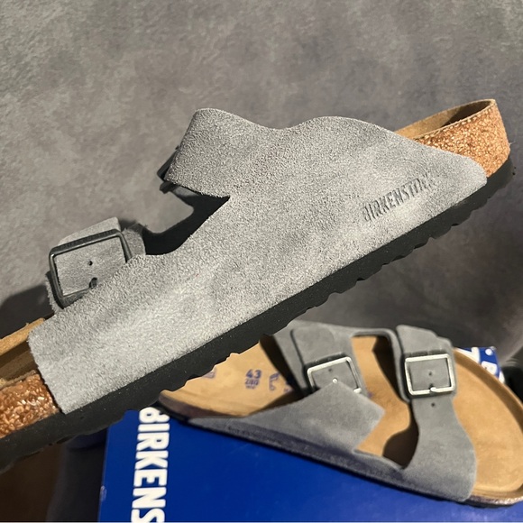 Birkenstock Men’s Arizona Sandals Soft Footbed Basalt Gray Size 10 US 43 EU main image 9